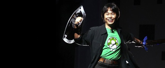 Shigeru Miyamoto Legend of Zelda pose