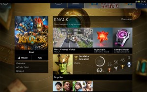 PS4 interface: Tablet App "Live Detail View"