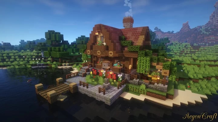 Minecraft House with Dock