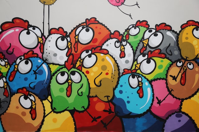 All colorful angry birds.