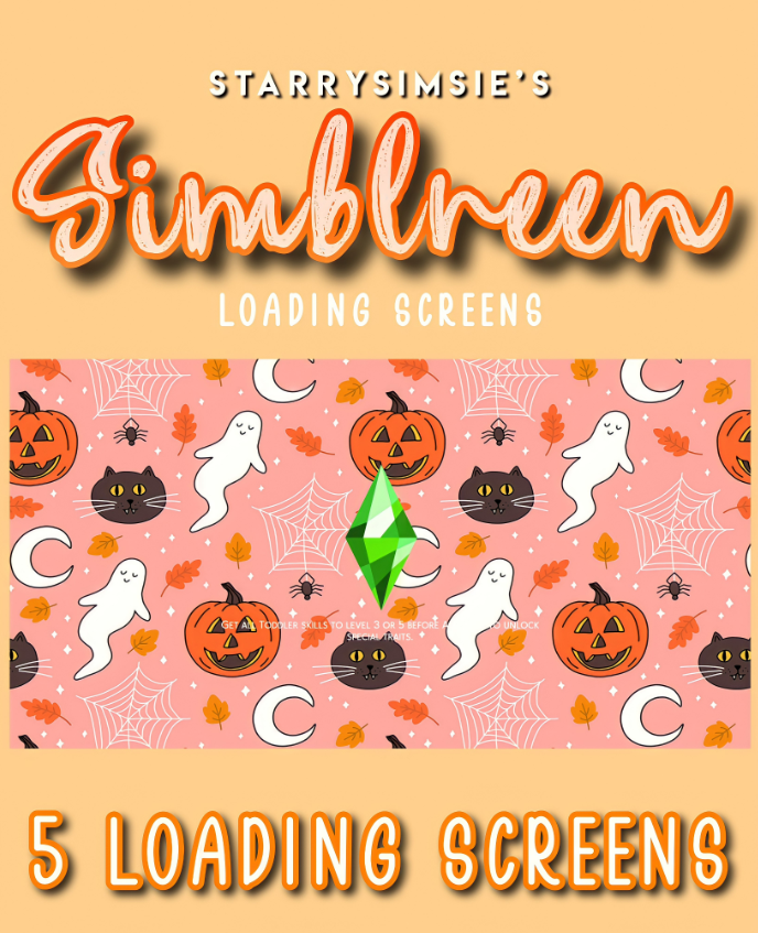 Sims 4 Halloween Loading Screens by StarrySimsie