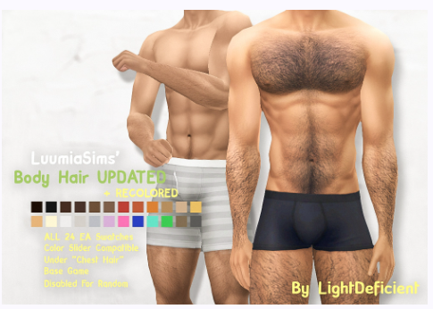 Luumia's Sims 4 Male Body Hair