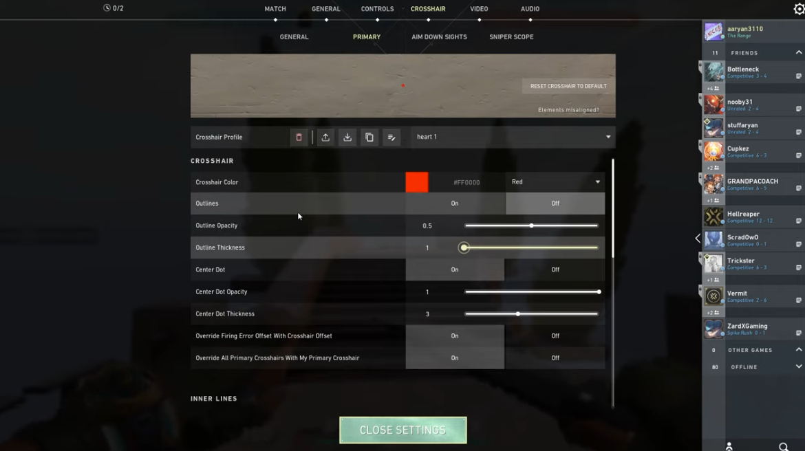 Heart Crosshair In VALORANT