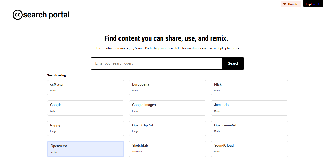 Creative Commons Search — Best for Licensed Media